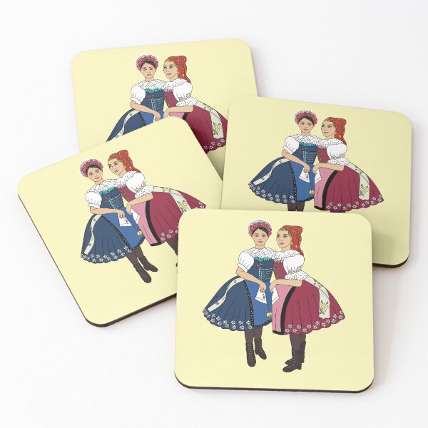 Item preview, Girls of Velke Pavlovice / Holky z Velke Pavlovic on yellow, Czech folklore, Moravian folklore,  designed and sold by Folkiestore.