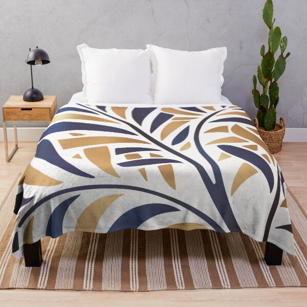 Item preview, Blue and Gold Modern Leaf designed and sold by meggydesigns.