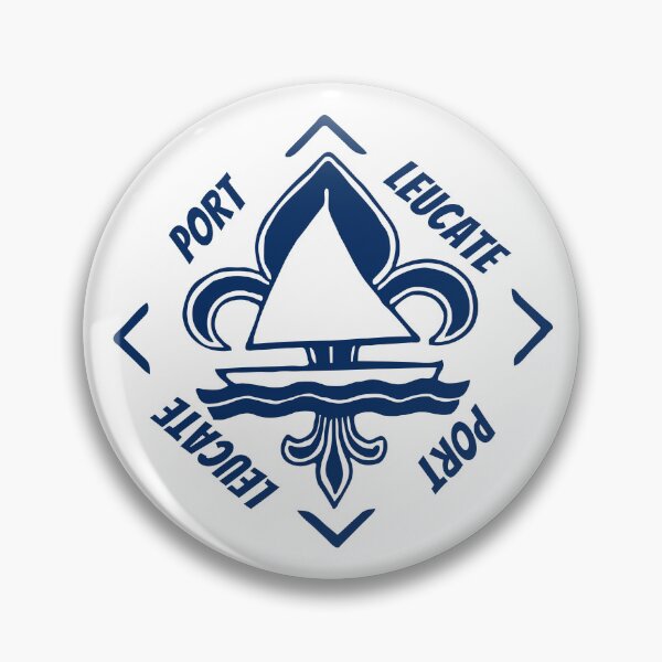 Item preview, Port Leucate in Aude, France, Mediterranean Sea - French Seaside Resort - Navy Blue Vintage Sailor Logo - Sailing Boat with Heraldic Lily designed and sold by Vintage-TM.