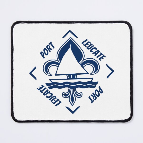 Item preview, Port Leucate in Aude, France, Mediterranean Sea - French Seaside Resort - Navy Blue Vintage Sailor Logo - Sailing Boat with Heraldic Lily designed and sold by Vintage-TM.