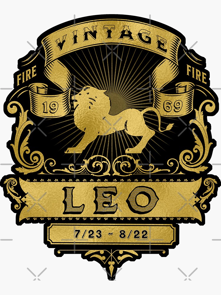 The Zodiac Sign of Leo Golden Vintage 1969 Sticker