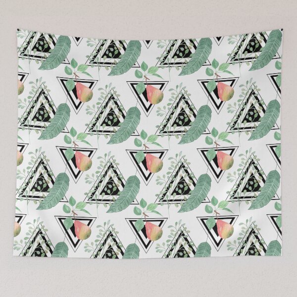 Item preview, Pears, leaves geometric black and white background. designed and sold by marinaklykva.