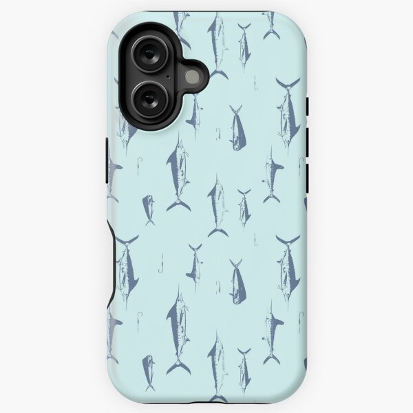 Vista previa del artículo con la obra «Marlin, Mahi & Hooks Faded Blues Patrón de repetición sin costuras», diseñado y vendido por Melissa  MacMichael.