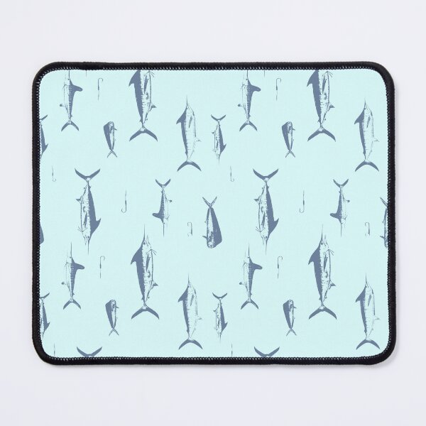 Artikelvorschau, Marlin, Mahi & Hooks Faded Blues Nahtloses Wiederholungsmuster entworfen und verkauft von Melissa  MacMichael Art + Design.