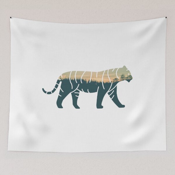Item preview, Forest Trees Under Calm Sky Tiger | Colorful Tiger designed and sold by BopleDesigns.