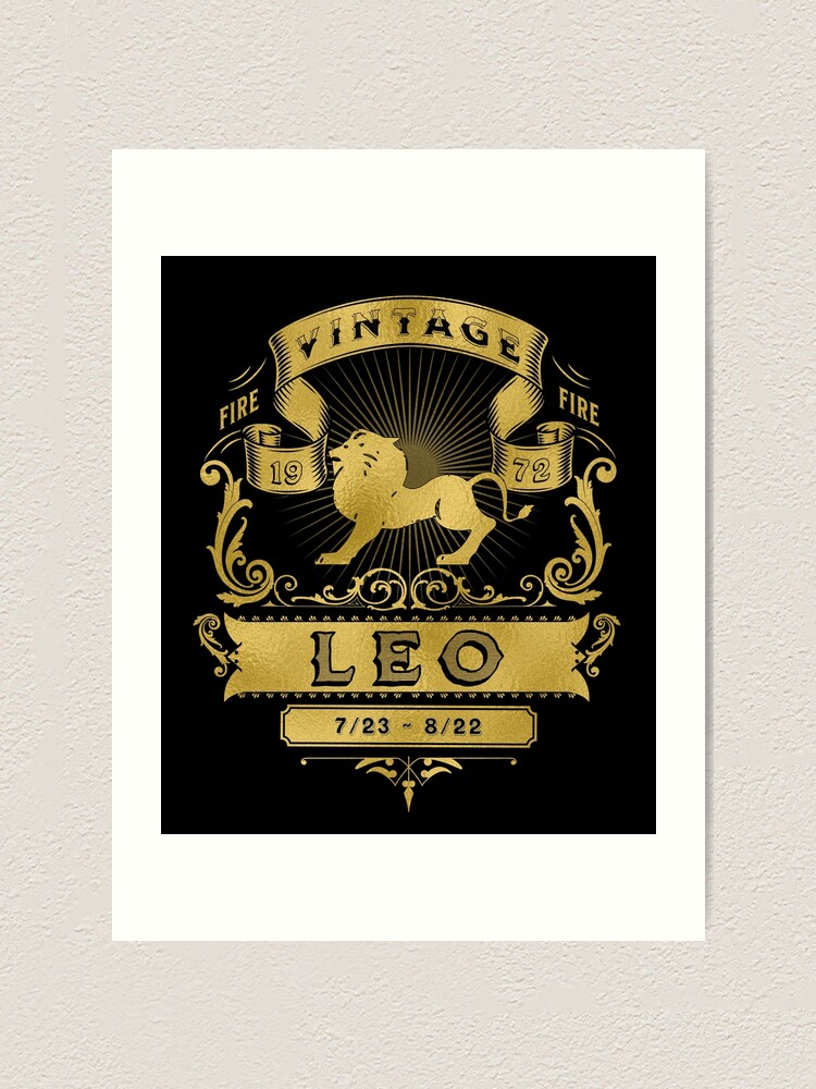 The Zodiac Sign of Leo Golden Vintage 1972 Art Print