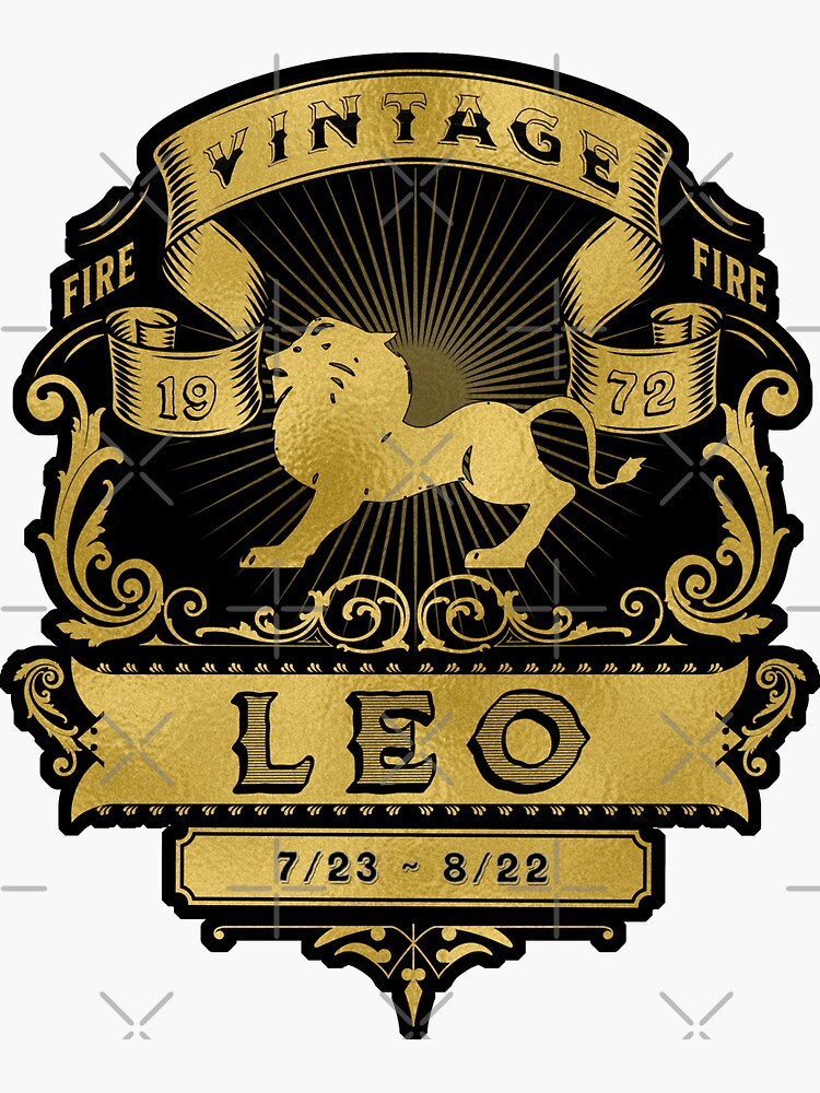 The Zodiac Sign of Leo Golden Vintage 1972 Sticker