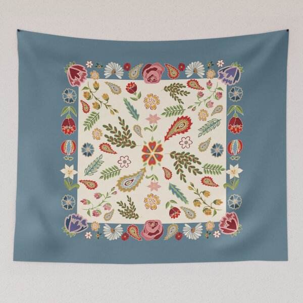 Item preview, Folklore vintage scarf pattern, inspired by Czech folklore designed and sold by Folkiestore.
