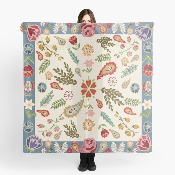Item preview, Folklore vintage scarf pattern, inspired by Czech folklore designed and sold by Folkiestore.