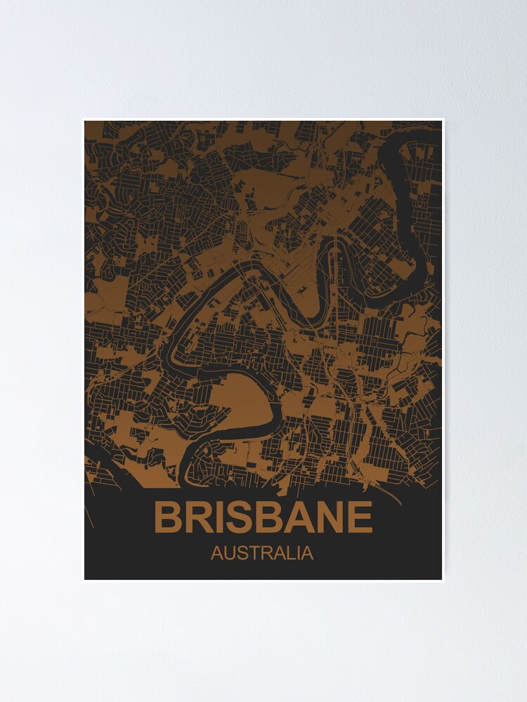 "Brisbane Map Art coffee color Australia" Poster for Sale by EpicMaps