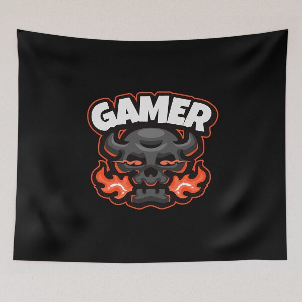 Item preview, Gamer with Horned Cartoonish Skull designed and sold by PRIVARSHU.