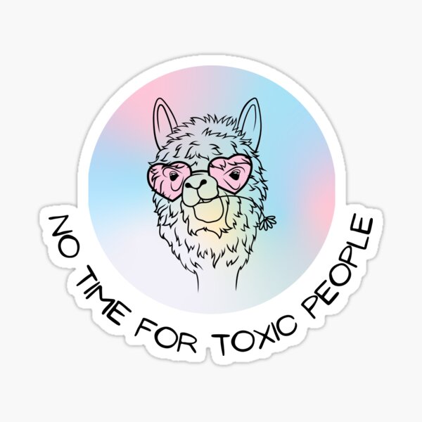 Artikel-Vorschau von No Time For Toxic People Shirt, Cap, Sticker and MugBestes neues süßes, lustiges und farbenfrohes Shirt, Cap, Sticker and Mug Design 2022 No Time For Toxic People Lama, designt und verkauft von BasicBeachCR.
