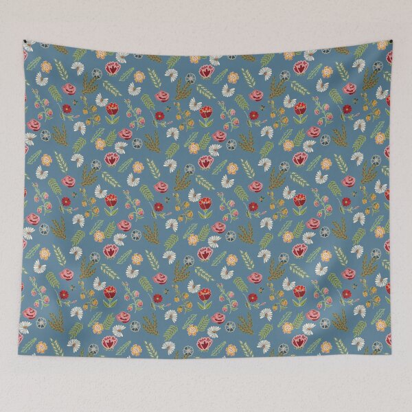 Item preview, Heritage folklore, inspired by Czech folklore embroidery, blue designed and sold by Folkiestore.