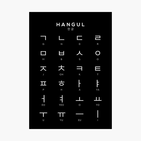 Item preview, Korean Alphabet Chart, Hangul Language Chart, Black designed and sold by typelab.
