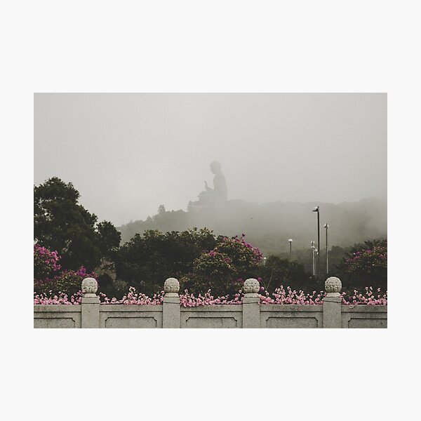 Misty view of the Tian Tan Buddha Photographic Print