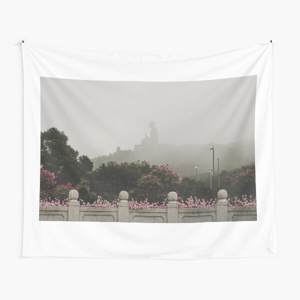 Misty view of the Tian Tan Buddha Tapestry