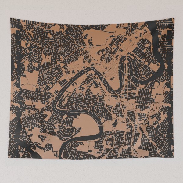 Item preview, Brisbane Map Art Chocolate color Australia designed and sold by EpicMaps.
