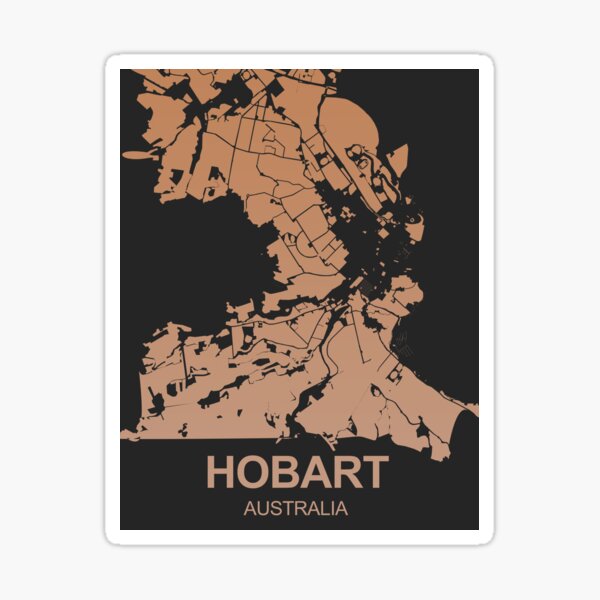 "Hobart Map Art Chocolate color Australia" Sticker for Sale by EpicMaps