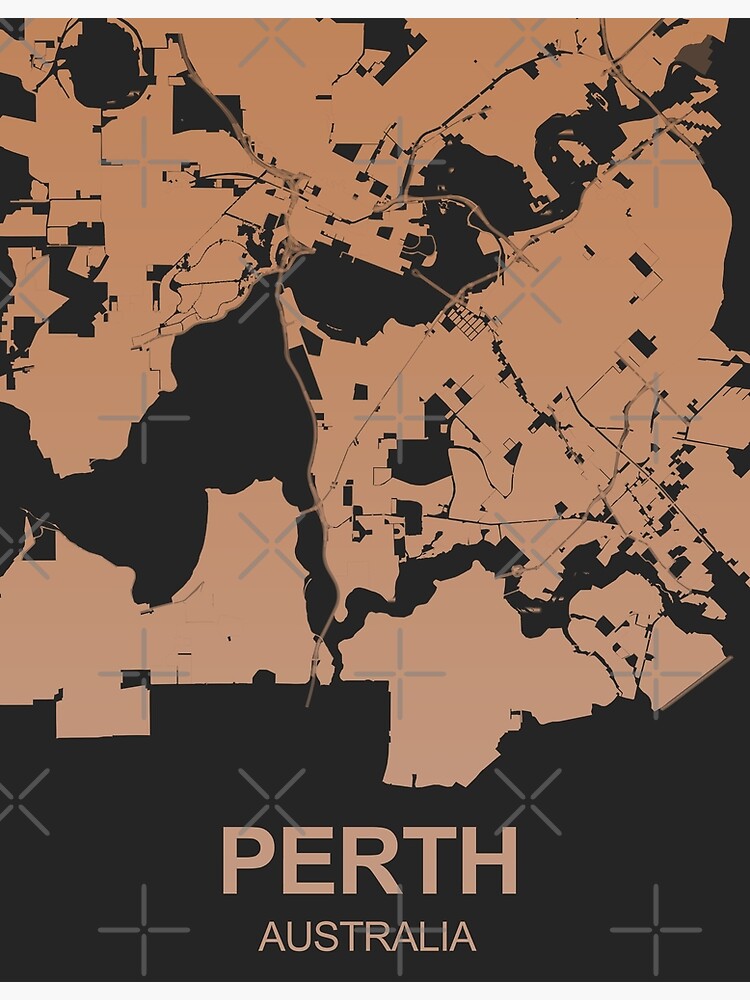Disover Perth Map Art Chocolate color Australia Premium Matte Vertical Poster