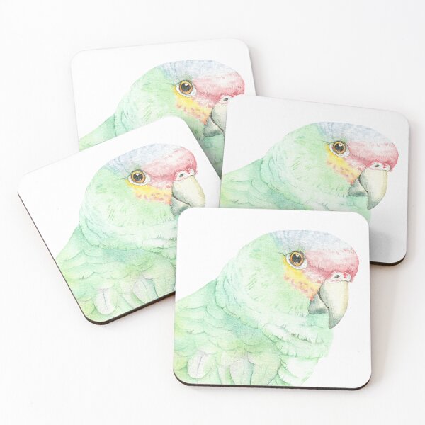 Item preview, red-lored amazon watercolor portrait parrot designed and sold by L'Atelier Oranjade.