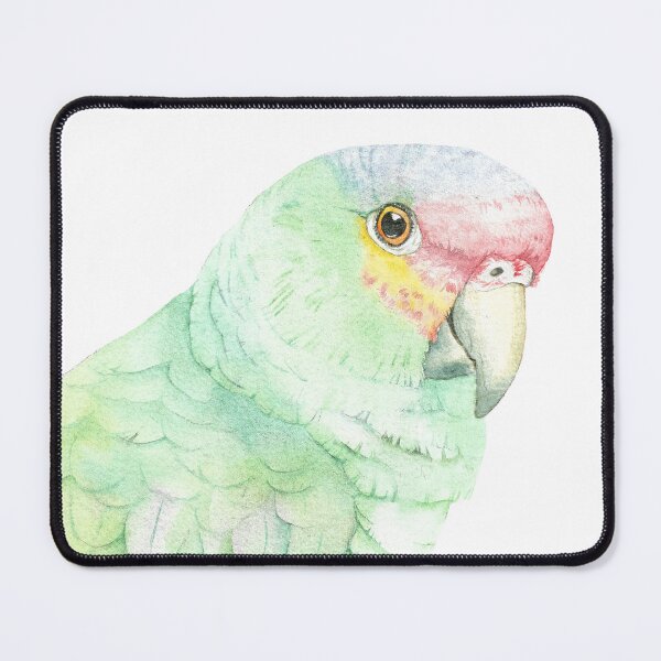 Item preview, red-lored amazon watercolor portrait parrot designed and sold by L'Atelier Oranjade.