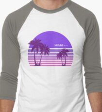 Synthwave - Miami FM-77 Men's Baseball ¾ T-Shirt