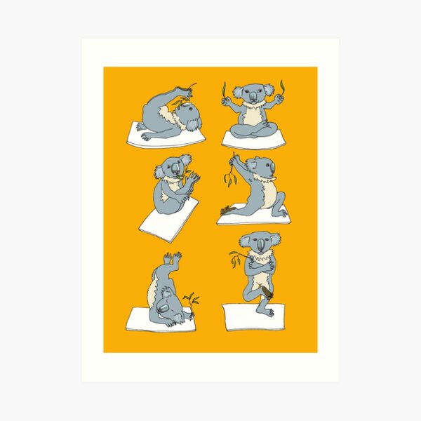 Australian Koalas do Yoga Exercises Art Print