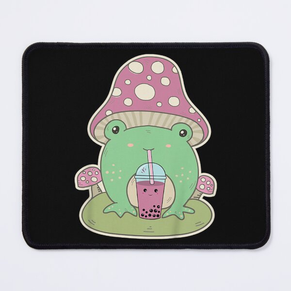 Item preview, Cottagecore Mushroom Hat Frog Drinking Boba Tea Cute Froggy designed and sold by DieterShop.
