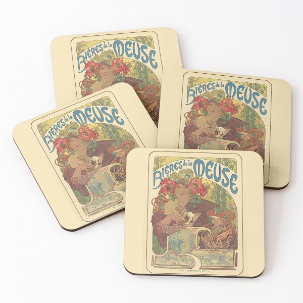 Item preview, Bieres de la Meuse 1897 - Mucha Art Nouveau Enhanced designed and sold by molamode.