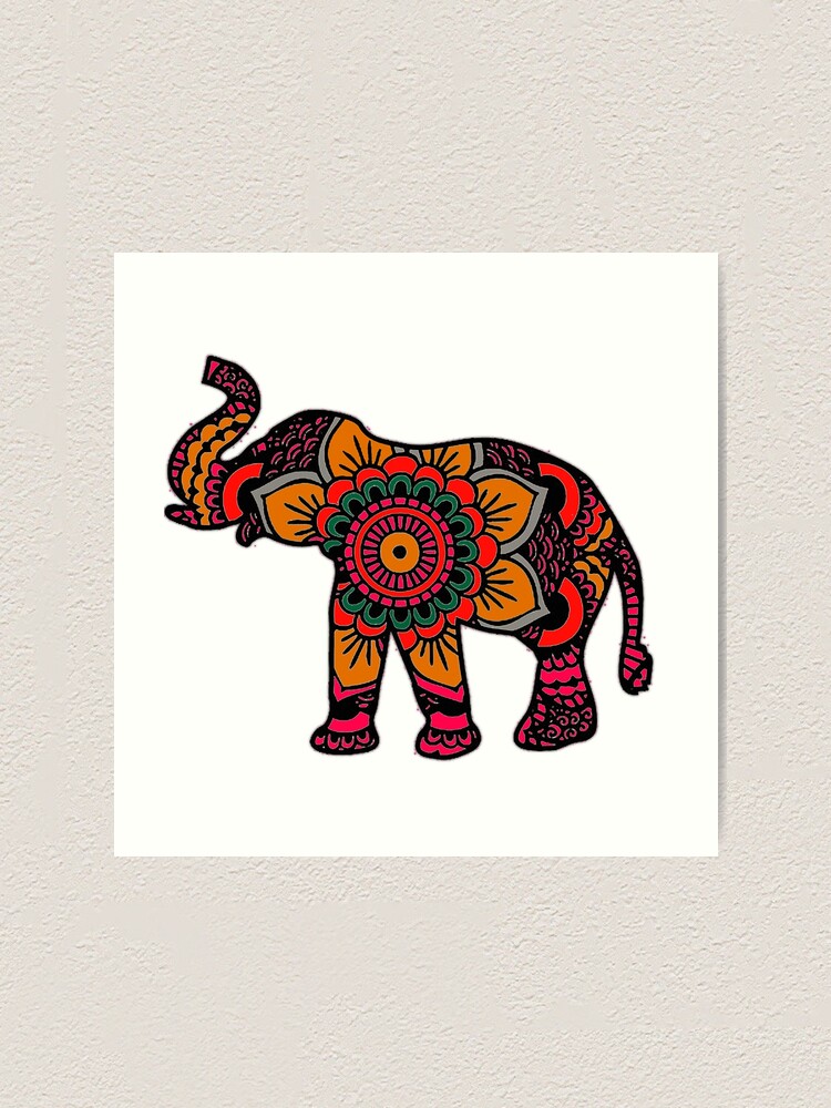 Elephant mandala print wall art