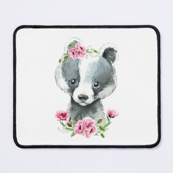 Item preview, Woodland Badger with Pink Floral Poppies designed and sold by Paulele.