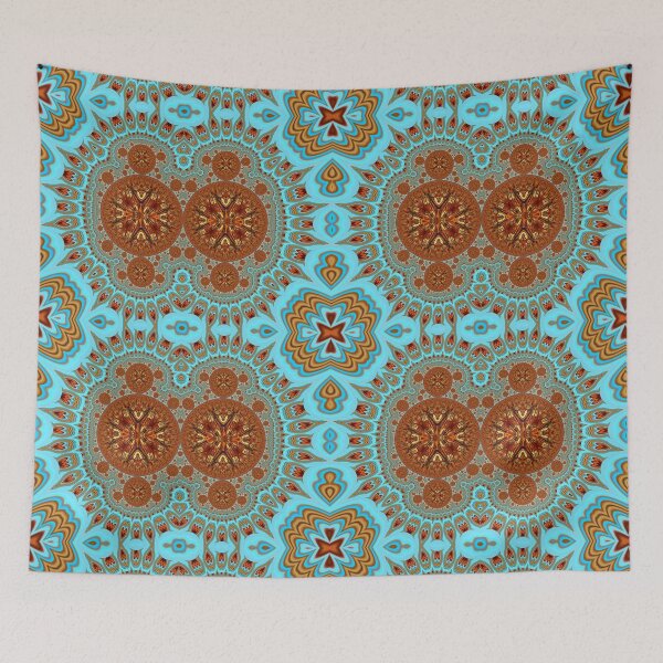 Item preview, Aqua and Brown Kaleidoscope Pattern designed and sold by MarfffaArt.