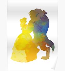 Princess and Prince Dancing Inspired Silhouette Poster