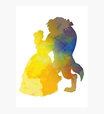 Princess and Prince Dancing Inspired Silhouette Photographic Print
