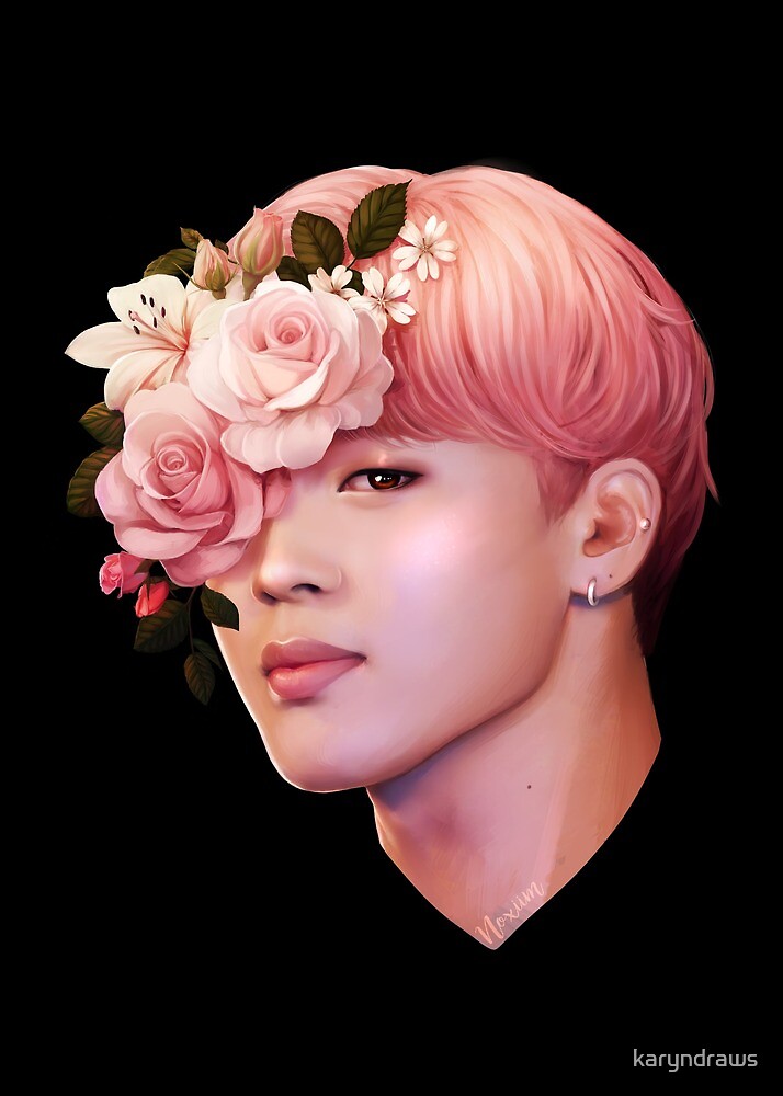 "Flowers + Jimin" by karyndraws | Redbubble