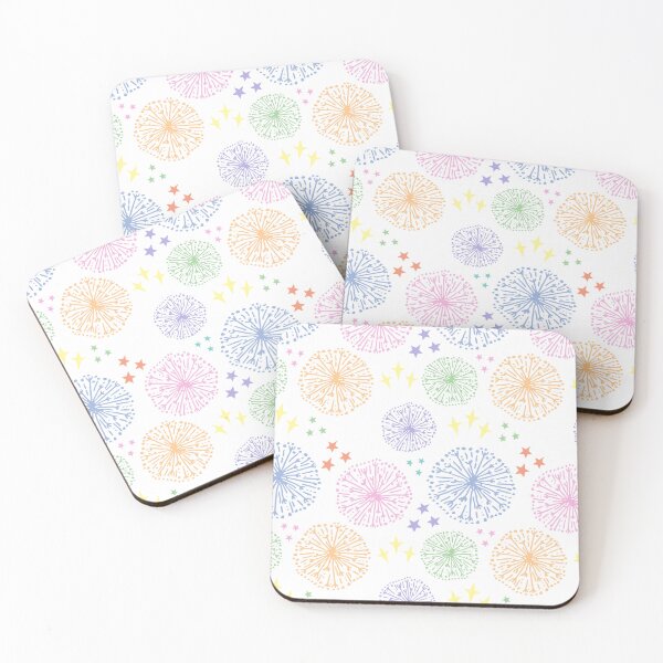 Item preview, Rainbow stars and fireworks on white designed and sold by LittleBettyMakes.