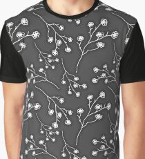 Baby's Breath Flower Pattern - Black Graphic T-Shirt