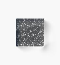 Baby's Breath Flower Pattern - Black Acrylic Block