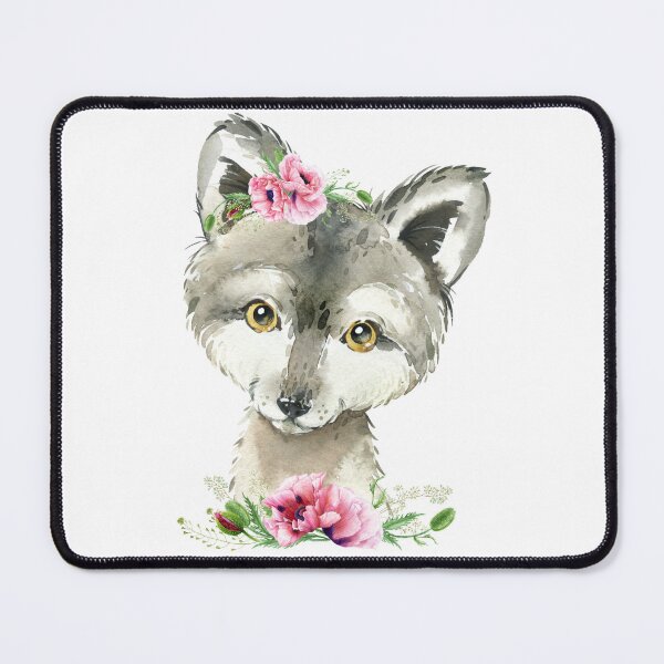 Item preview, Woodland Wolf with Pink Floral Poppies designed and sold by Paulele.