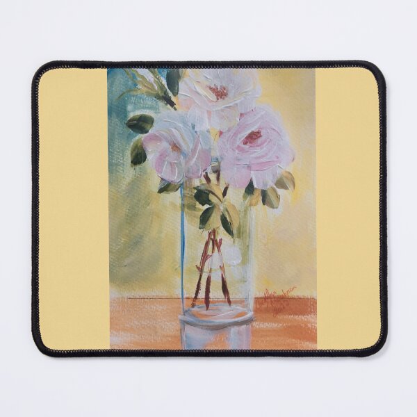 Item preview, White Roses in a Glass Vase - Original by CarolAnn CarolAnnsArt designed and sold by CarolAnnsArt.