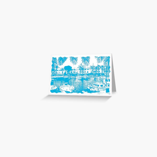 Item preview, Cala-d'or marina in Majorca digital illustration designed and sold by Gerald Waters.