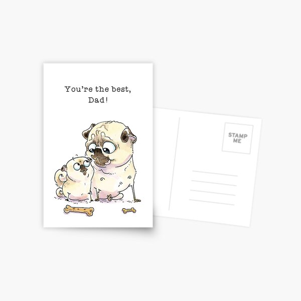Best Dad - Father's Day pugs Postcard