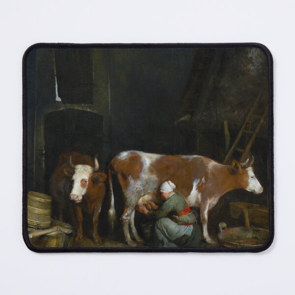 Item preview, A Maid Milking a Cow in a Barn | Gerard ter Borch | 1654 Renaissance Animal Art designed and sold by CJET.