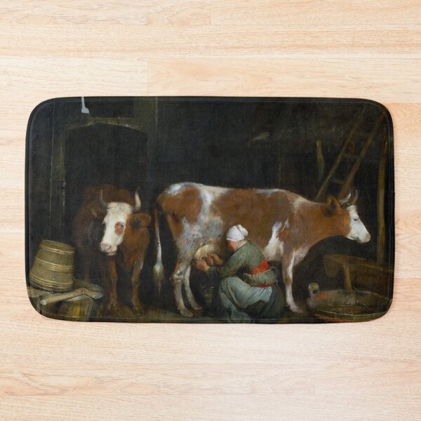 Item preview, A Maid Milking a Cow in a Barn | Gerard ter Borch | 1654 Renaissance Animal Art designed and sold by CJET.