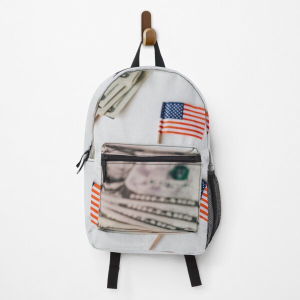 Item preview, American dollars and national flags on toothpicks on white surface. designed and sold by Veintos.