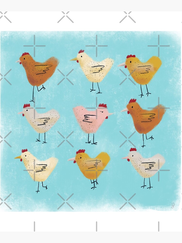 Chickens (Blue Background) by SPacksDesigns
