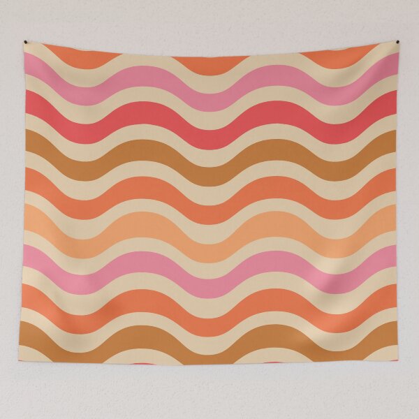 Item preview, Funky retro 70s  waves pattern  in red, pink, orange and brown  designed and sold by Yasminepatterns .