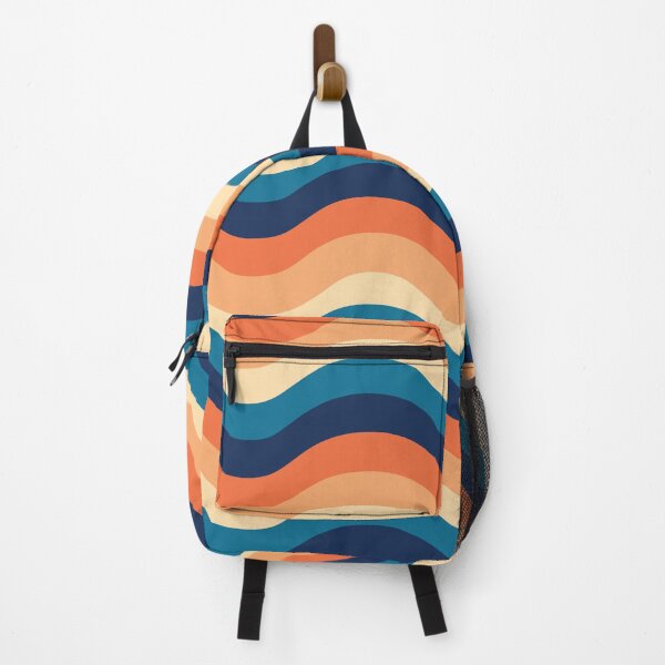 Item preview, Retro 70s groovy lines pattern in orange, beige and blue designed and sold by Yasminepatterns .