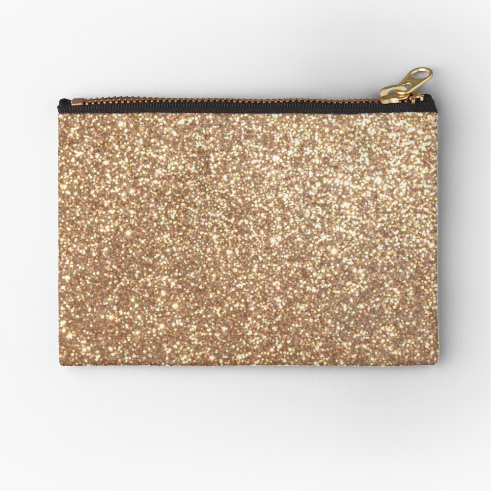 Copper Rose Gold Metallic Glitter Zipper Pouch