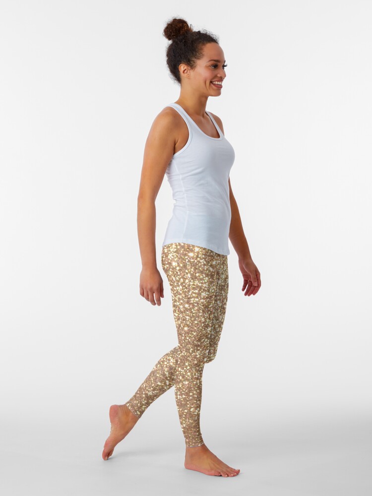 Alternate view of Copper Rose Gold Metallic Glitter Leggings